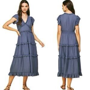 5 for $50 Pinch | Blue Ruffle Maxi Dress| S
